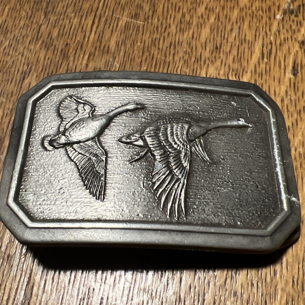 Vtg 1976 Flying Geese Goose Belt Buckle- The Great American Buckle Co Chicago